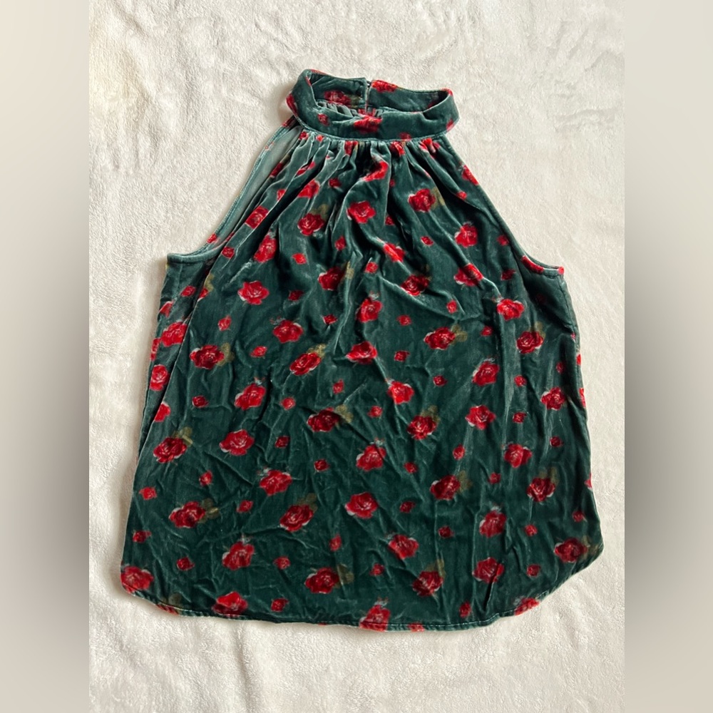 NWOT Loft velvet floral blouse xxsp
